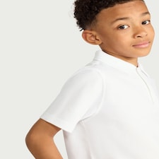 F&F Boys School 3-Pack Pure Cotton Short Sleeved Easy Dressing Polo Shirts in White