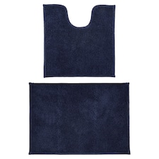 Tesco Navy Blue Drylon Pedestal & Bath Mat
