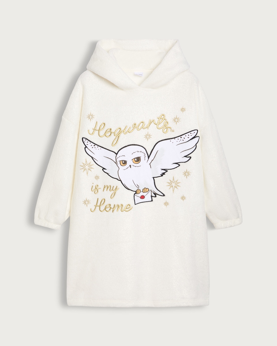 image 1 of Harry Potter Hedwig Fleece Hooded Blanket in Cream