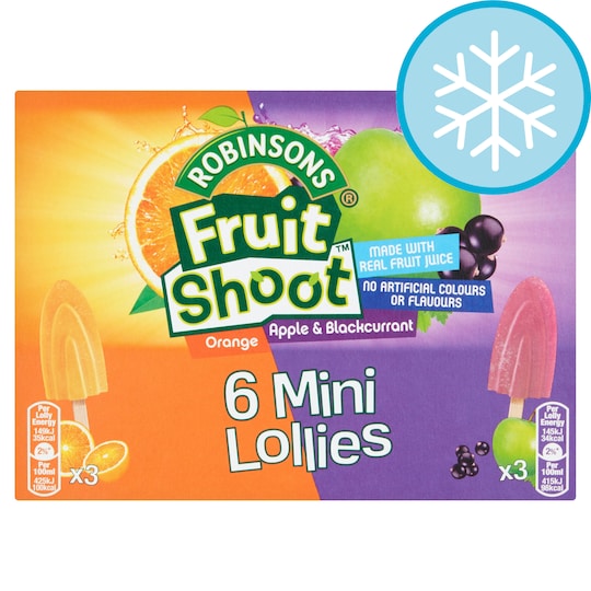 Robinsons Fruit Shoot Lolly Orange & Blackcurrant 6X35ml Tesco Groceries