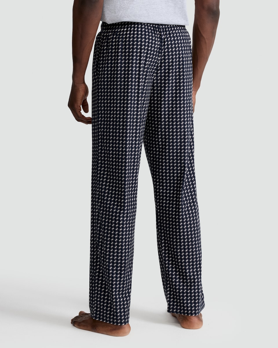 image 1 of F&F Geometric Print Fleece Drawstring Pyjama Bottoms in Navy