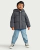image 2 of F&F Boys Shower Resistant Hooded Padded Coat in Grey