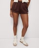 image 1 of OH ME OH MY Satin Lace Trim Shorts in Chocolate