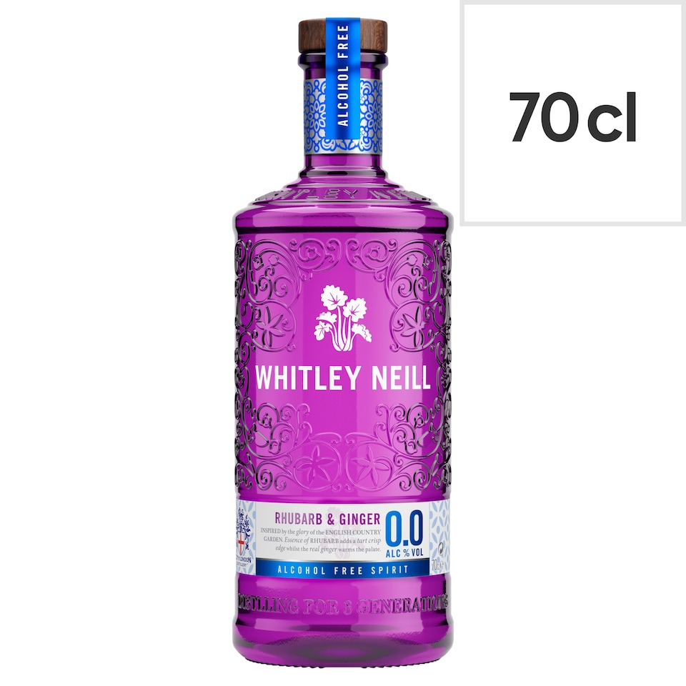 image 1 of Whitley Neill Rhubarb and Ginger Non alcoholic 0.0% Gin 70cl
