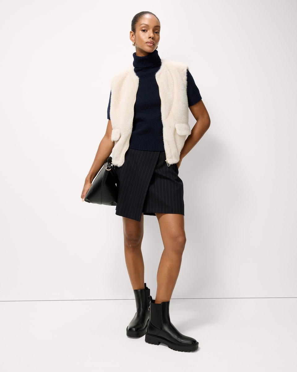 image 1 of F&F Faux Fur Zip Up Gilet in Cream
