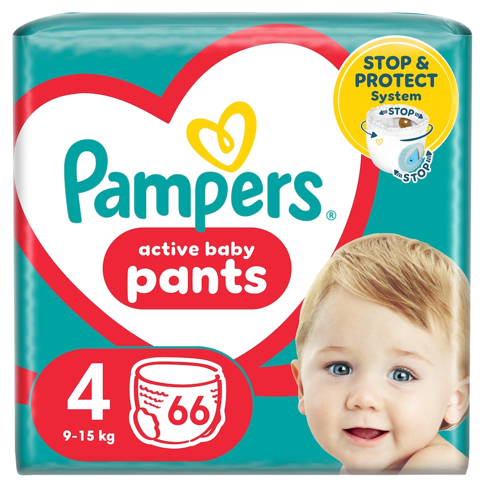 Pampers Active Baby Bugyipelenka, Méret 4, 66 Bugyipelenka, 9kg-15kg 1. kép
