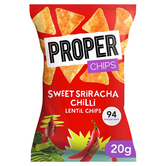 Proper Chips Sweet Sriracha Chilli Lentil Chips 20G Tesco Groceries