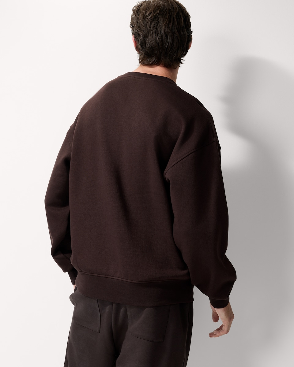 image 1 of F&F Active EVERYHOUR Cotton Rich Crew Neck Sweatshirt in Chocolate