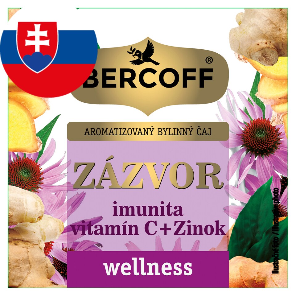 Bercoff Wellness Zázvor imunita vitamín C + zinok aromatizovaný bylinný čaj 10 x 2 g (20 g)