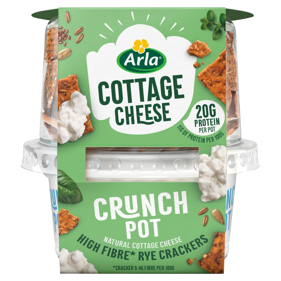 image 1 of Arla Cottage Cheese Crunch Pots with Rye Crackers 185g