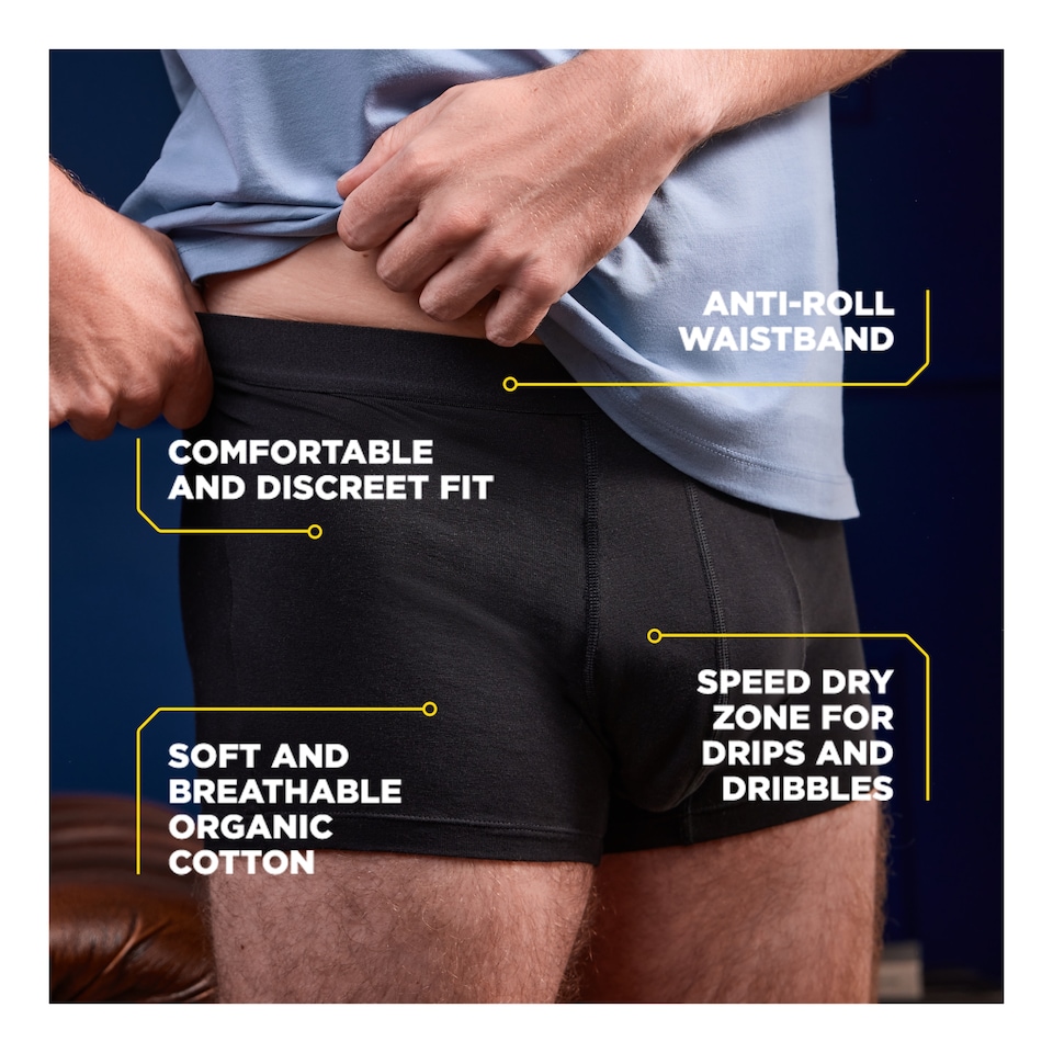 image 1 of TENA MEN Washable Incontinence Boxer Black Size Medium