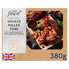 Tesco Finest Slow Cooked Smoked Pulled Pork in a Sweet Honey Rub & Texas Style Tang Mop Glaze 380G