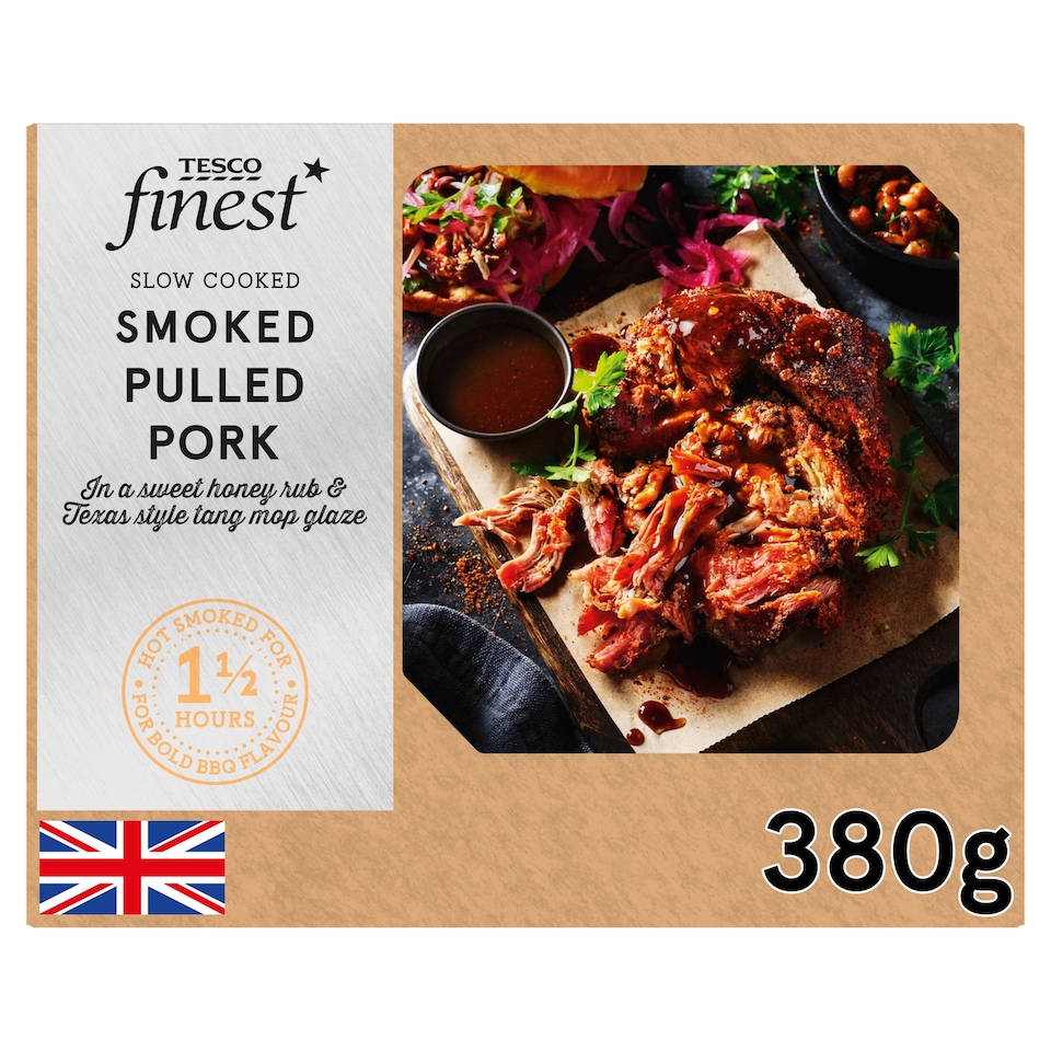Tesco Finest Slow Cooked Smoked Pulled Pork in a Sweet Honey Rub & Texas Style Tang Mop Glaze 380G