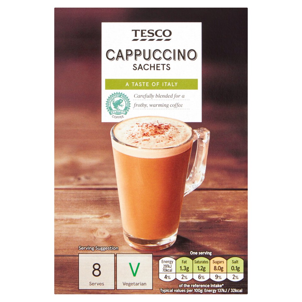Tesco Cappuccino 8 Sachets 136G