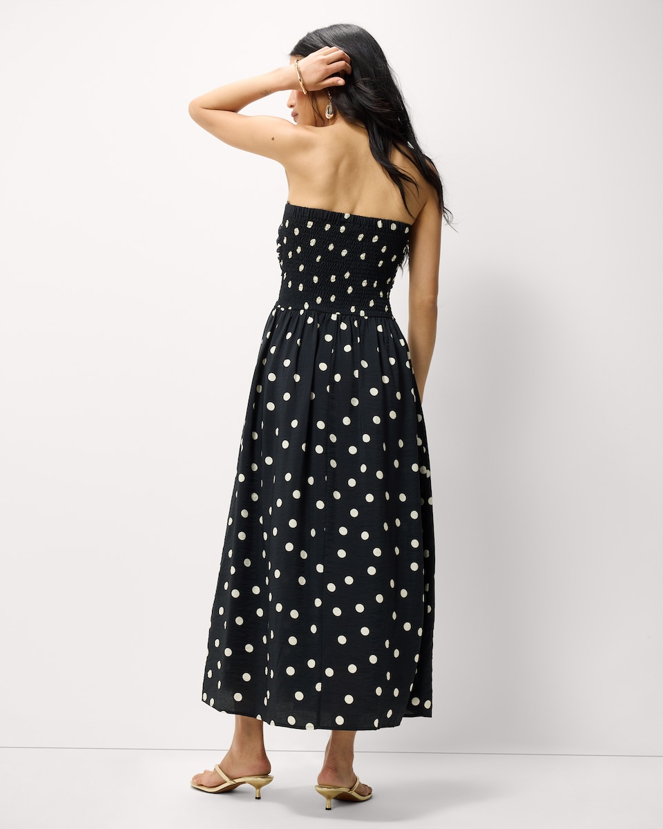 image 1 of F&F Polka Dot Bandeau Midi Dress in Multi Black