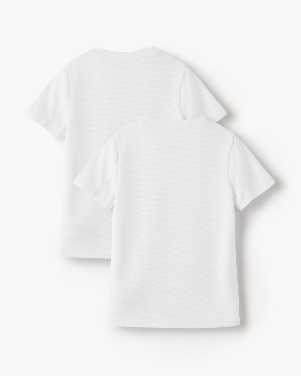 image 1 of F&F School Unisex 2 Pack PE T-Shirts in White