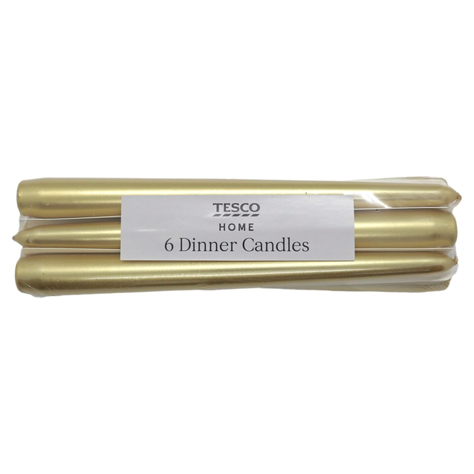 F&F Home 6 Pack Dinner Candles - Gold