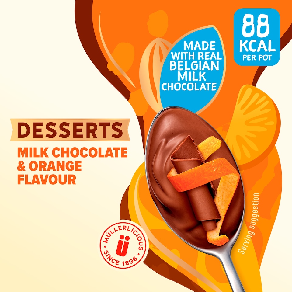 image 1 of Mullerlight Desserts Milk Chocolate & Orange flavour 4x90g
