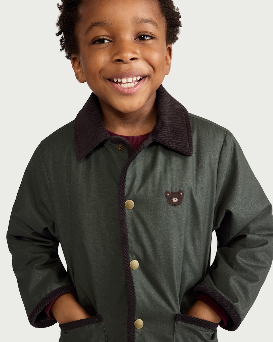 image 1 of F&F Boys Pure Cotton Collared Jacket in Green