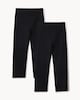 image 4 of F&F Girls School 2 Pack Cotton Rich Straight Leg Trousers in Black