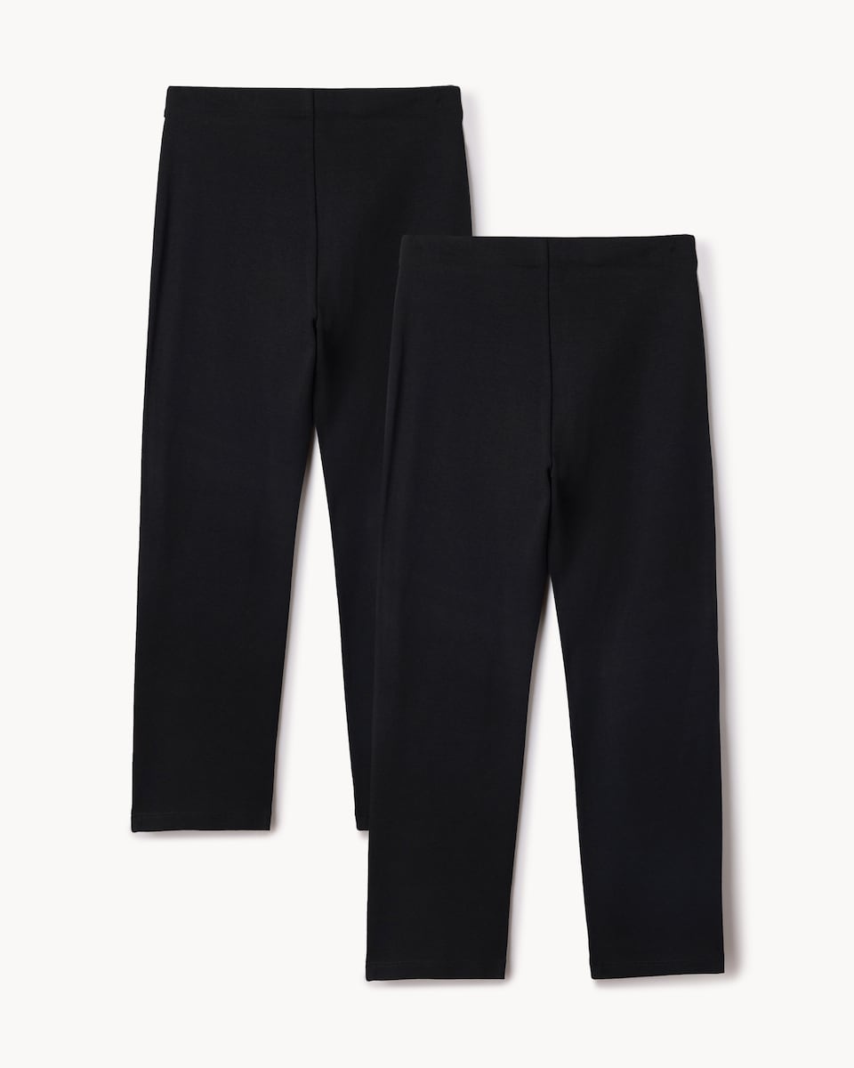 image 1 of F&F Girls School 2 Pack Cotton Rich Straight Leg Trousers in Black