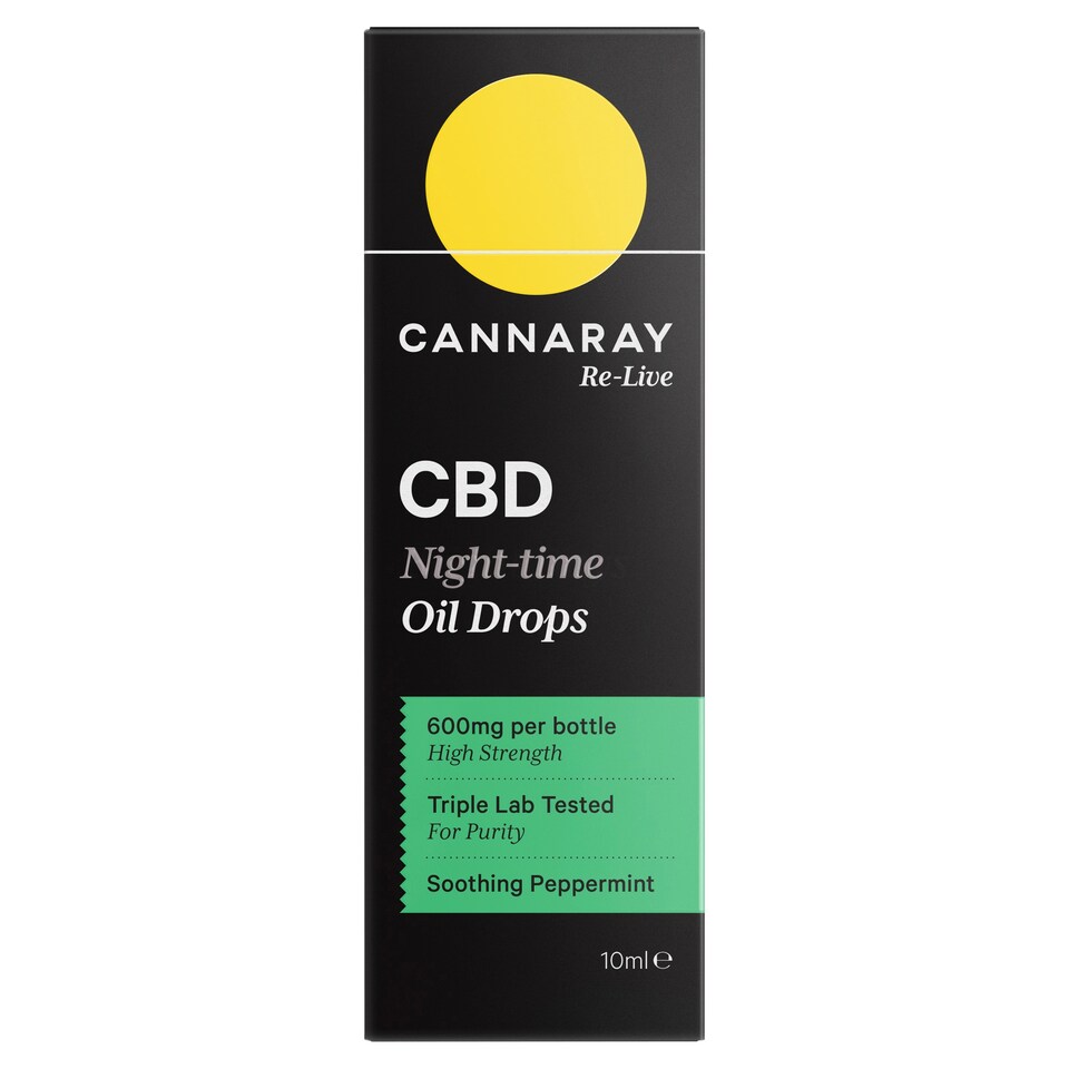 image 1 of Cannaray Re-Live CBD Oil Drops Peppermint Night Time 600Mg 10ml