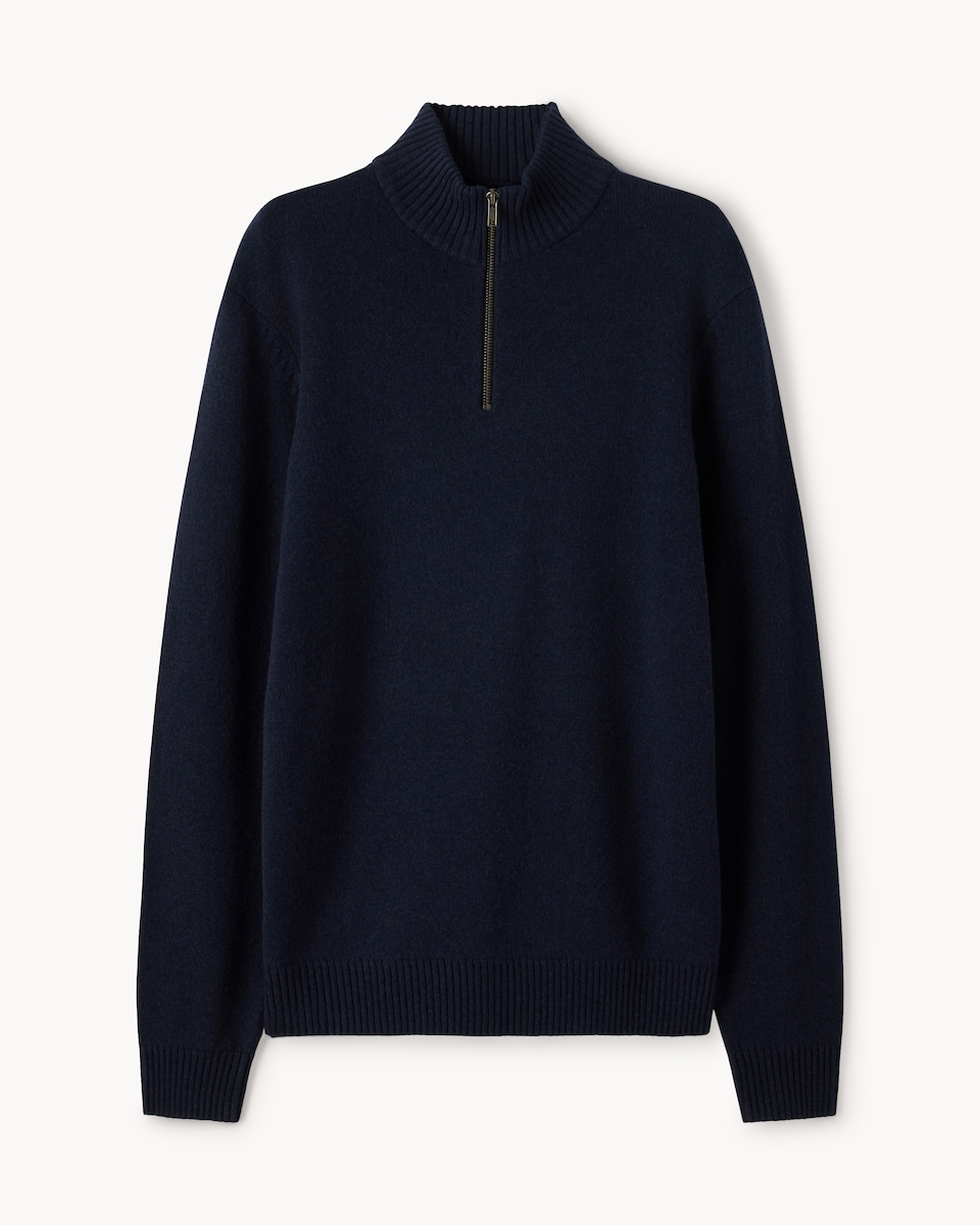 image 1 of F&F Pure Lambswool Half Zip Jumper in Navy