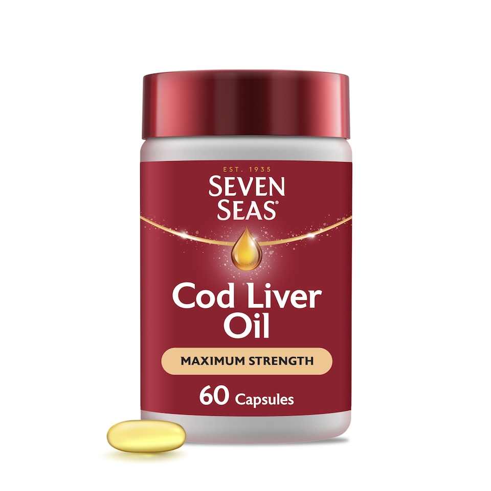 image 1 of Seven Seas Cod Liver Oil Omega-3 Capsules with Maximum Strength Vitamin D - 60s