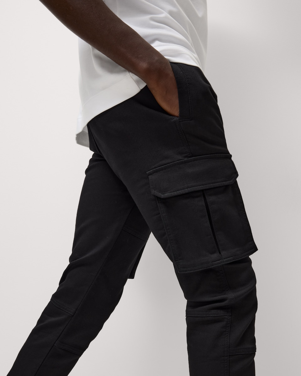 image 1 of F&F Cotton Rich Cuffed Cargo Joggers in Black
