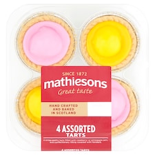 Mathiesons Assorted Pastry Tarts - Raspberry, Pineapple 4 Pack