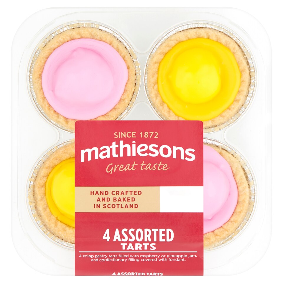 Mathiesons Assorted Pastry Tarts - Raspberry, Pineapple 4 Pack