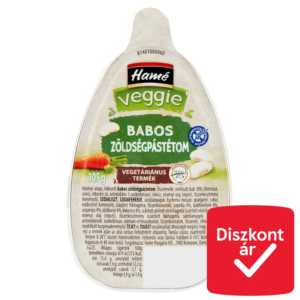 Hamé Veggie babos zöldségpástétom 105 g