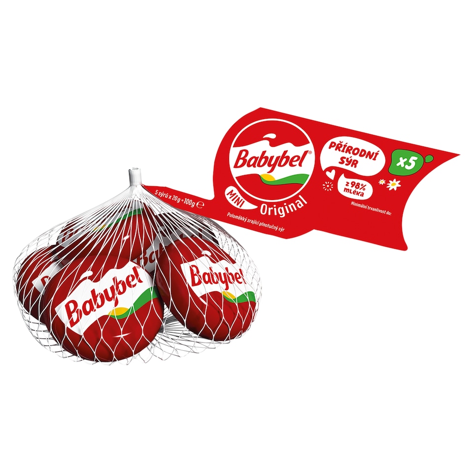 Babybel Mini Original poloměkký zrající plnotučný sýr 5 x 20g (100g)