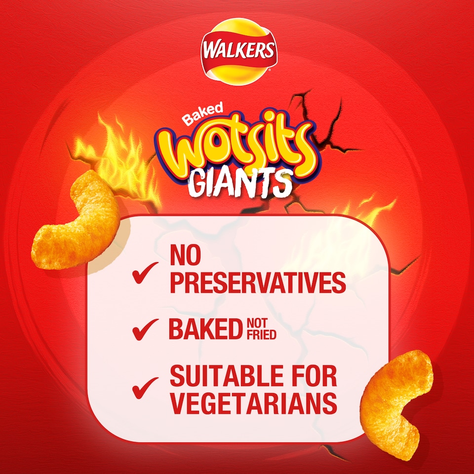 image 1 of Walkers Wotsits Giants Flamin' Hot Sharing Bag Crisps 130g
