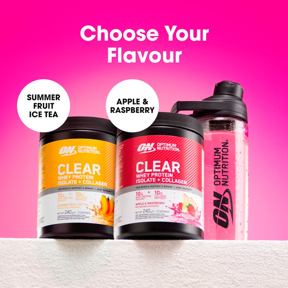 image 1 of Optimum Nutrition Clear Whey + Collagen Apple & Raspberry 240g