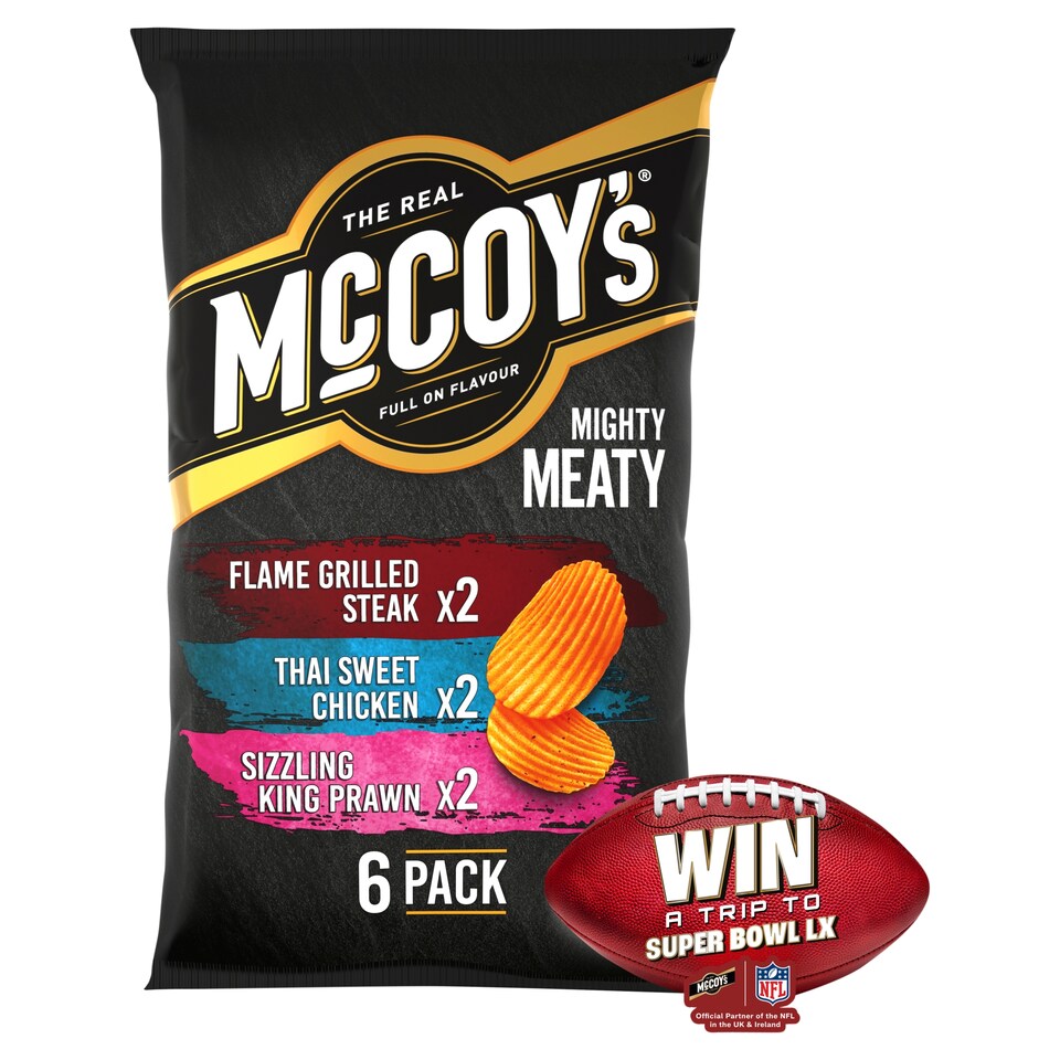 image 1 of Mccoy's Mighty Meaty Variety Crisps 6X25g