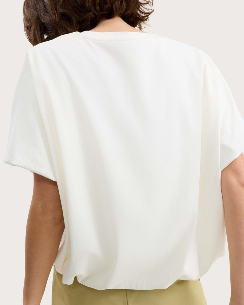 image 1 of F&F Pure Cotton Bubble Hem Top in Cream