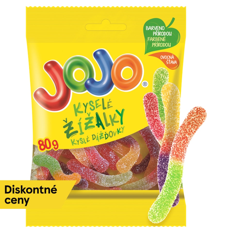 JOJO Sour Worm Jelly Candies with Fruit Flavors 80 g