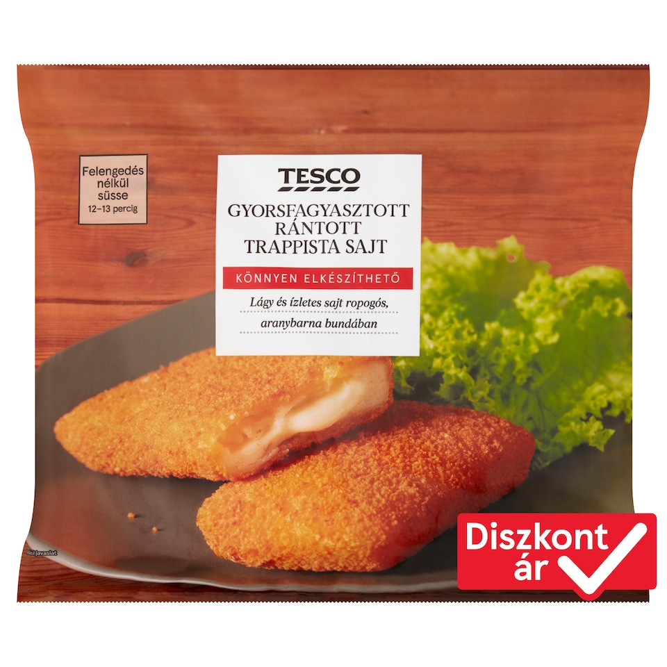 Tesco gyorsfagyasztott rántott trappista sajt 450 g