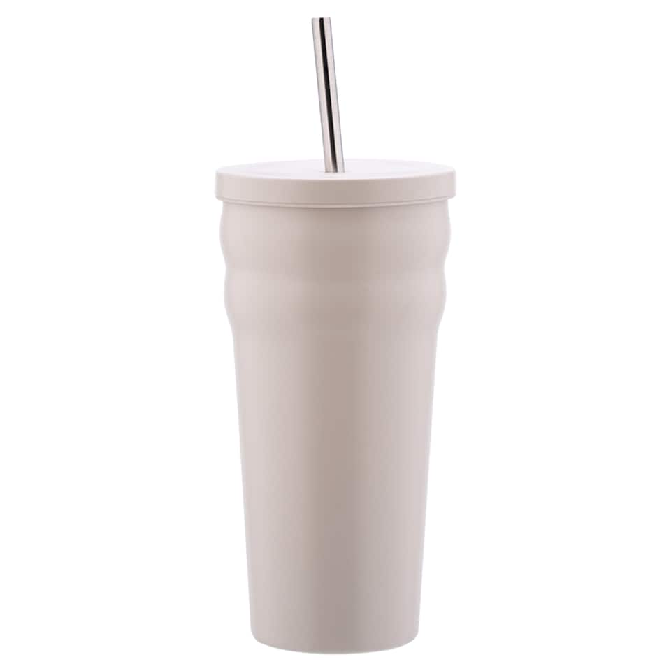 Tesco Natural Bubble Straw Tumbler Water Bottle 650Ml
