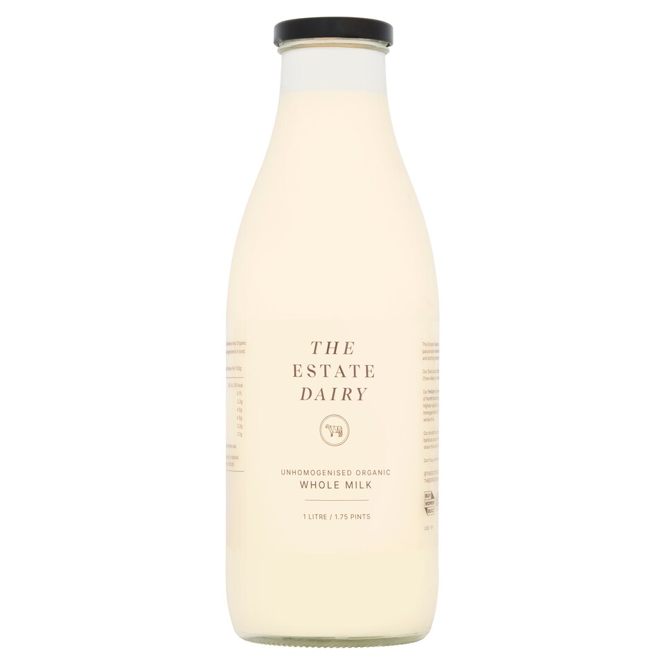 The Estate Dairy Organic Unhomogenised Whole Milk 1L