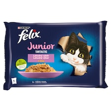 Felix Fantastic Junior Pouches for Kittens Chicken, Salmon in Jelly 4 x 85g
