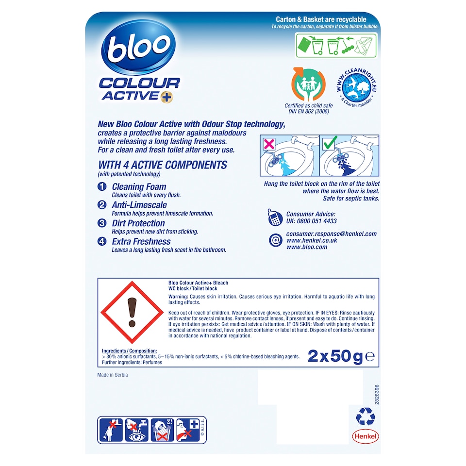 image 1 of Bloo Colour Active Bleach Rim Block 2X50g