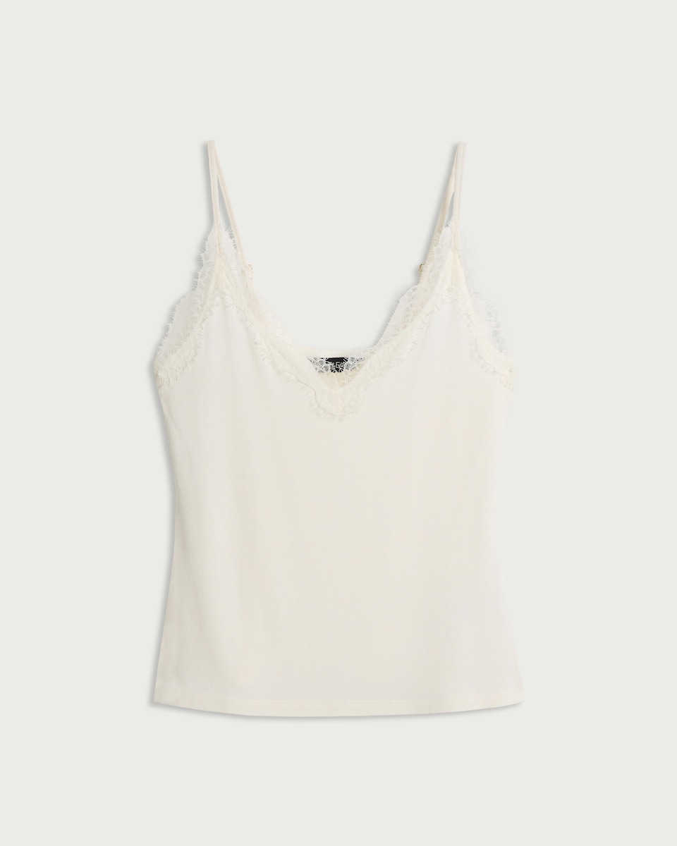 image 1 of F&F Lace Trim Strappy Vest in Cream