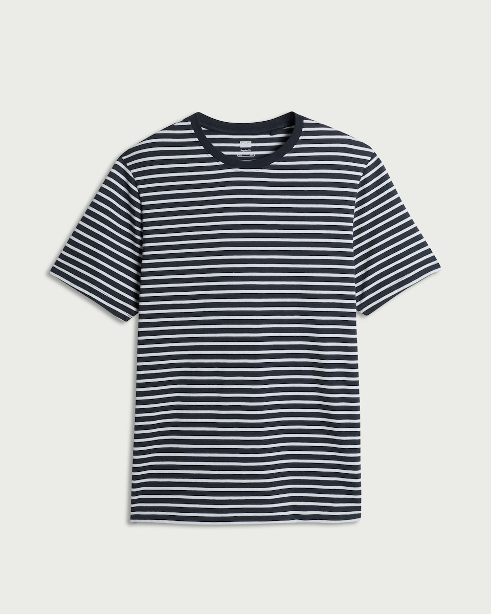 image 1 of F&F Pure Cotton Striped T-Shirt in Blue