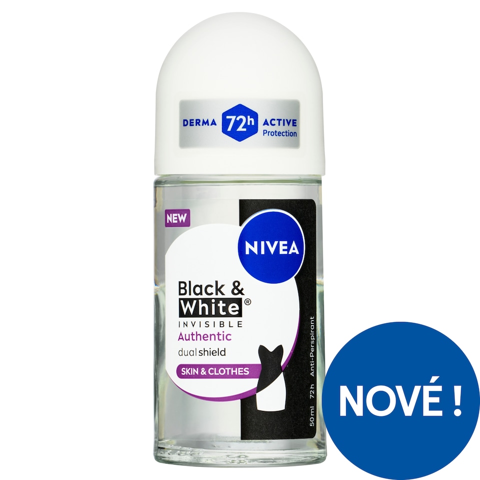 Obrázek 1 pro produkt Nivea Black & White Invisible Authentic Kuličkový antiperspirant 50ml