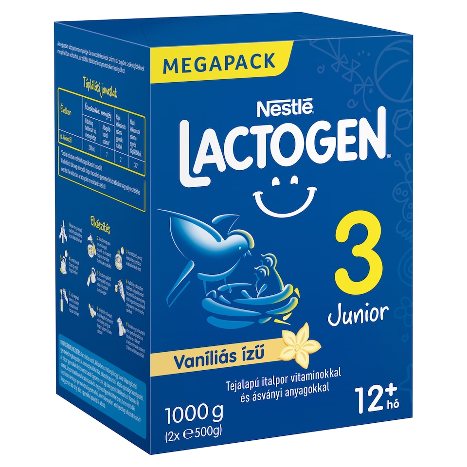 Lactogen 3 Junior Vaníliás ízű Tejalapú italpor vitaminokkal és ásványi anyagokkal 12 hó+ 1000 g  1. kép