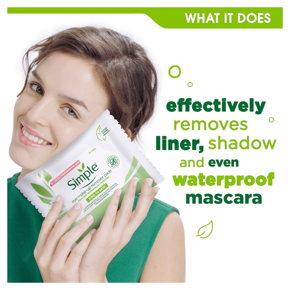 image 1 of Simple Kind To Eyes Eye Make-Up Remover Pads 30S