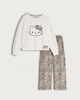 image 4 of Hello Kitty 2-Piece Leopard Print Fleece Pyjamas Set in Beige