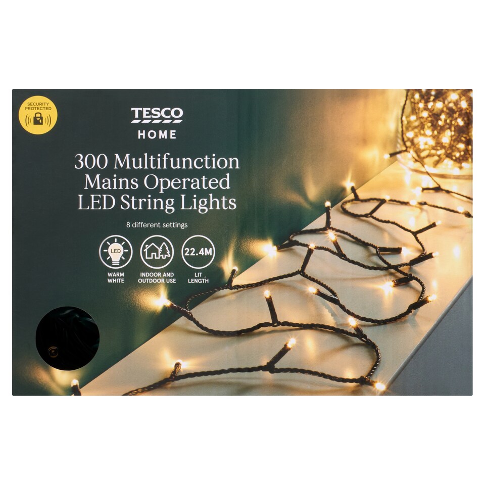 image 1 of Tesco 300 Multifunction Warm White LED Christmas Lights